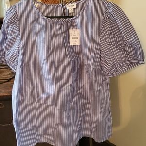 Jcrew factory blue white stripe blouse